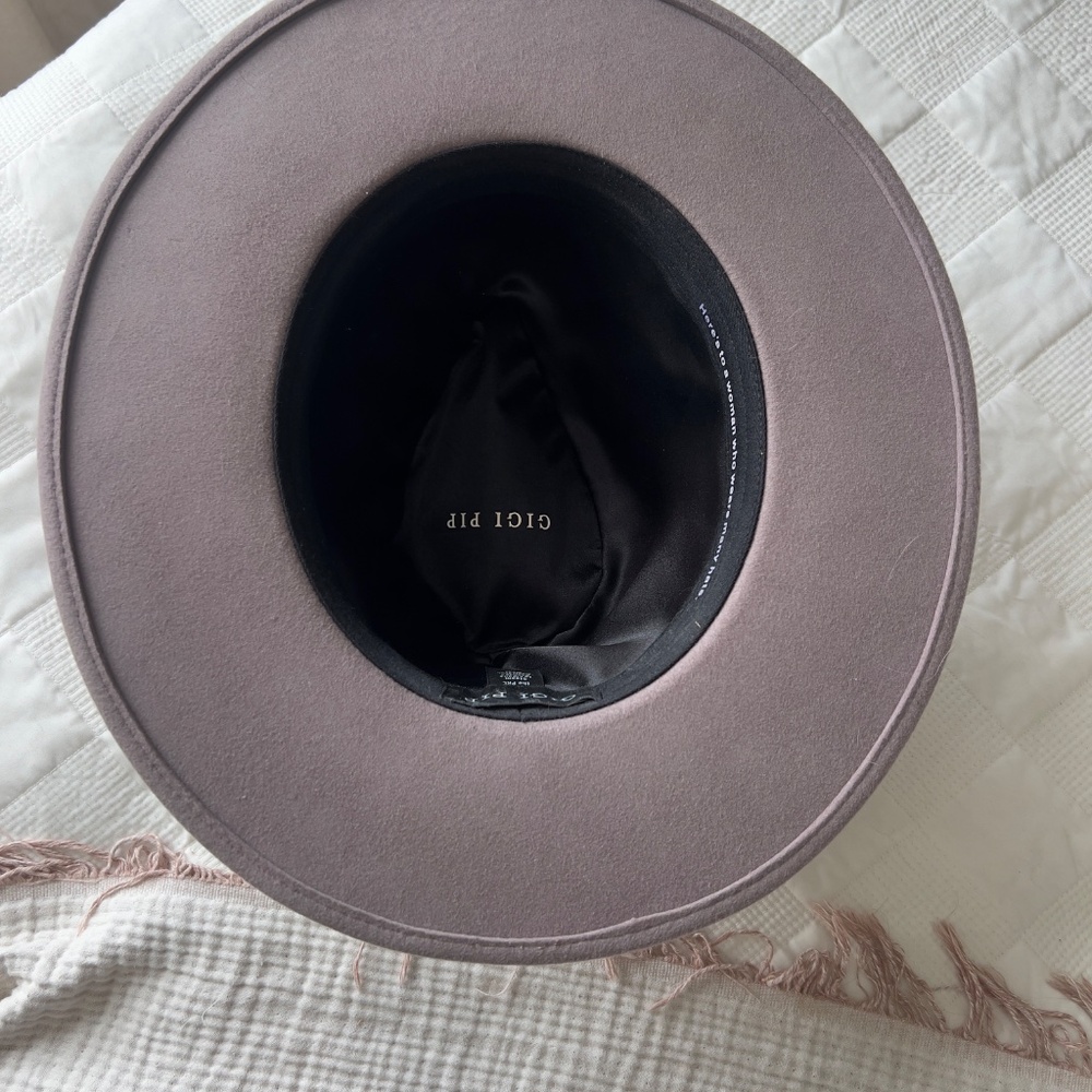 Gigi Pip Taupe Wool Felt Wide Brim Hat w/‎ Braided Band - Picture 6 of 12